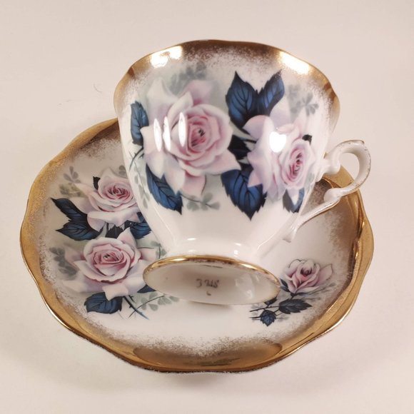 Pretty Pretty Royal Standard pink rose and heavy gold teacup and saucer - Picture 2 of 9